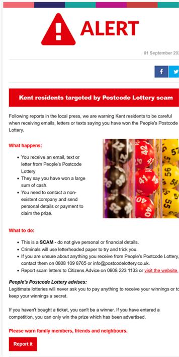  - Post Code Lottery Scam